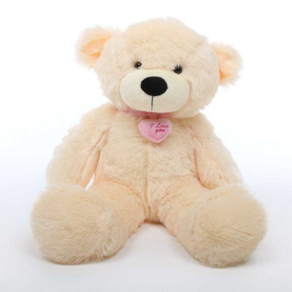 2 feet big peach teddy bear with pink neck I Love You Heart